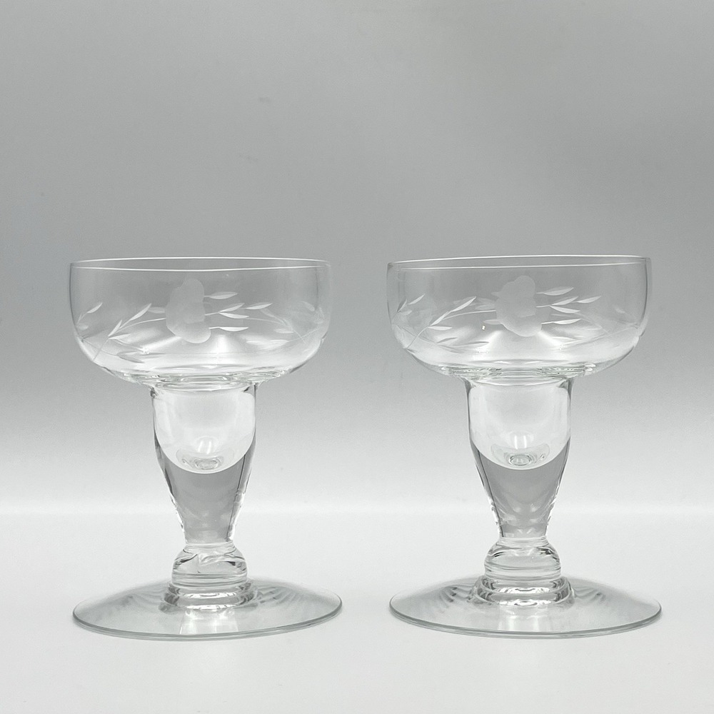 Vintage Princess House Heritage Etched Crystal Candlestick Holders Set of 2